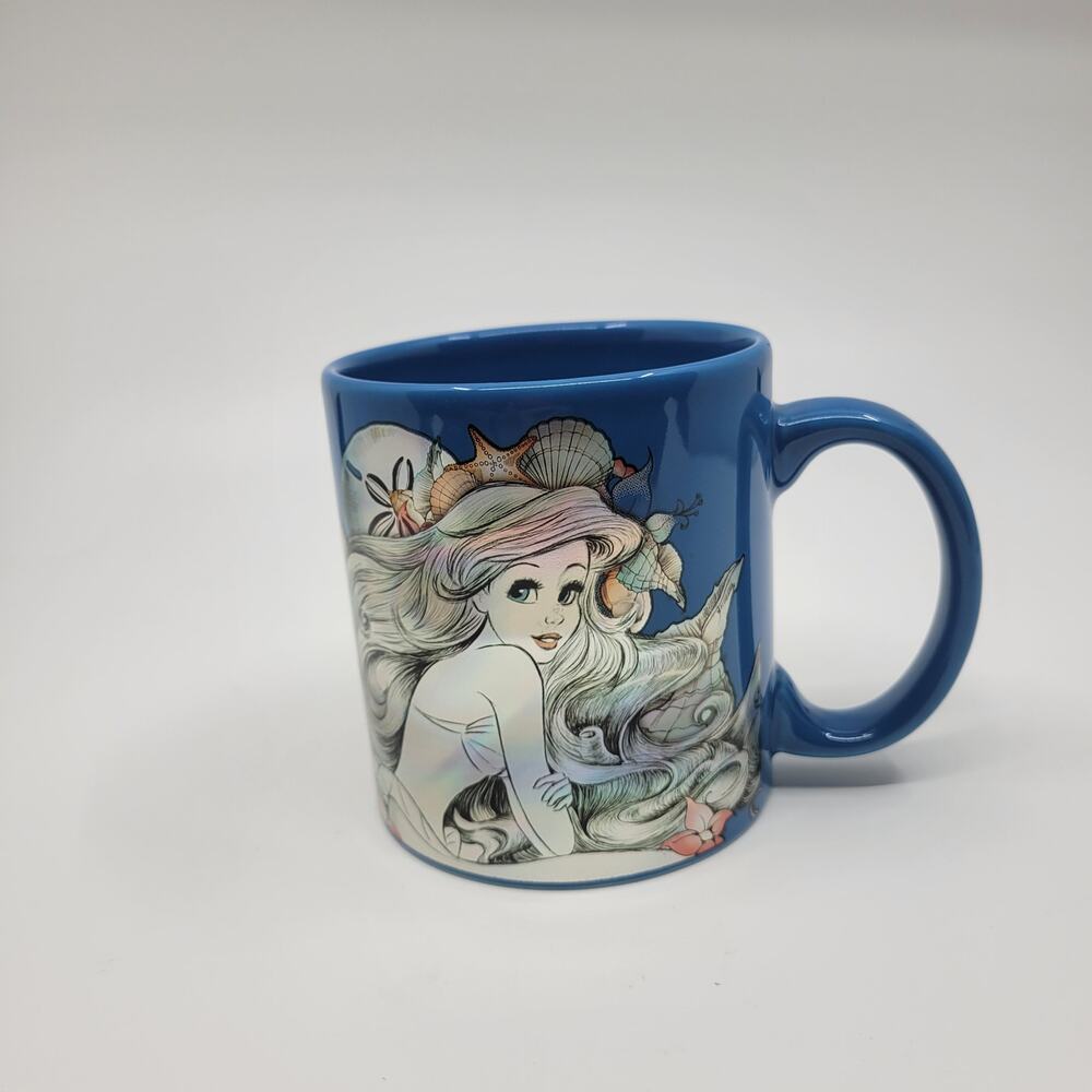 DISNEY The Little Mermaid Ariel Blue Metallic Holographic Coffe Cup Mug 20oz